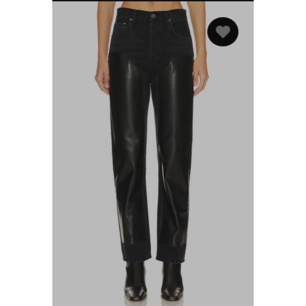 NWT - AGOLDE Ryder Straight Leg Jeans Black/Gray Organic Denim Womens Size 26